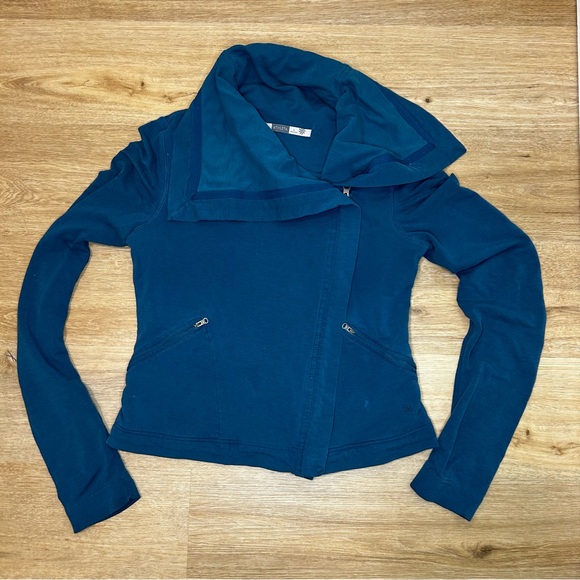 Athleta Jackets & Blazers - Athleta Womens Small Asymmetrical Zip Moto Jacket Jersey Blue